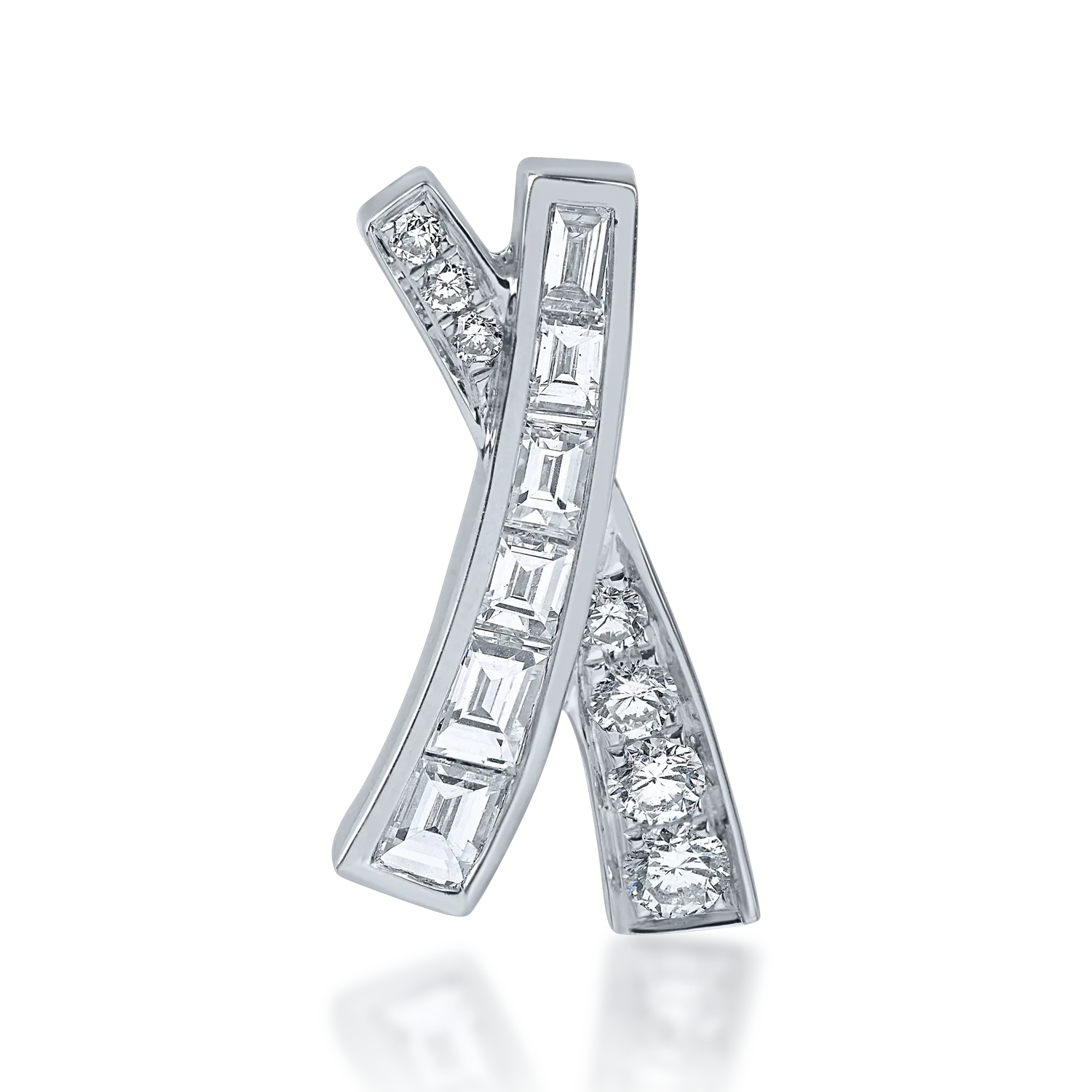 Pandantiv din aur alb cu diamante baguette si rotunde de 0.39ct