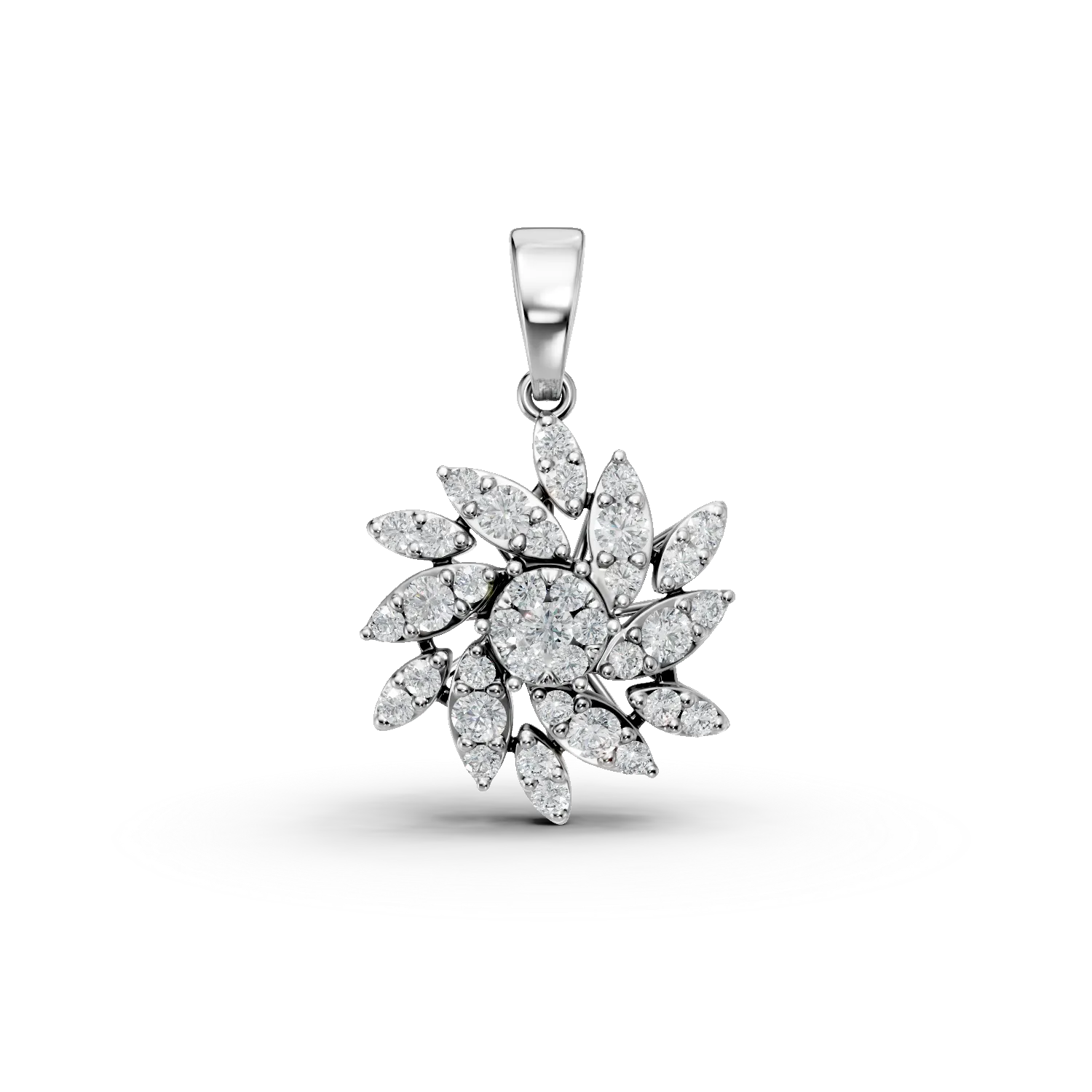 Pandantiv floral din aur alb cu diamante de 0.511ct