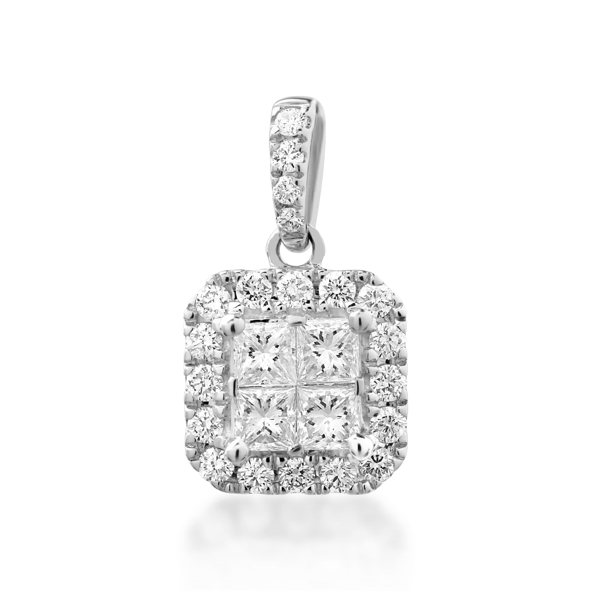 Pandantiv din aur alb cu diamante princess si rotunde de 0.4ct