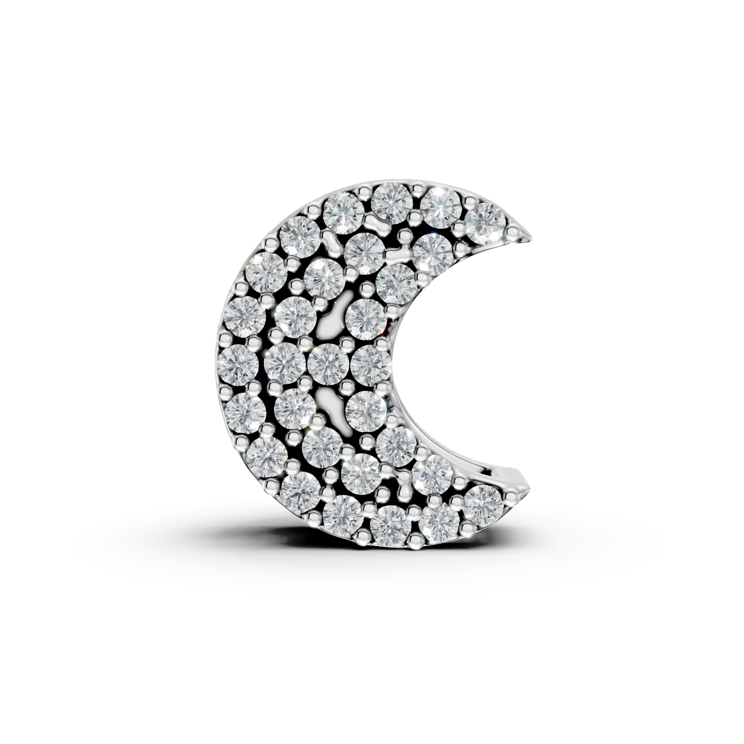 Pandantiv luna din aur alb cu diamante de 0.09ct