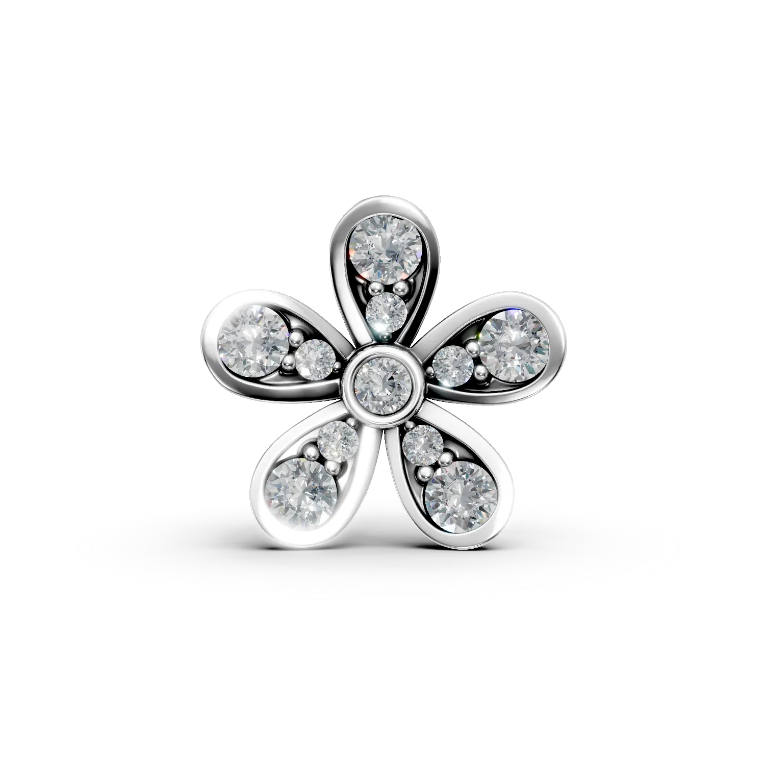 Pandantiv floare din aur alb cu diamante de 0.2ct