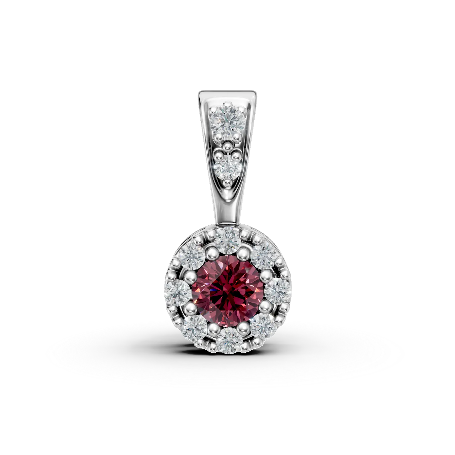 Pandantiv din aur alb cu rubin de 0.07ct si diamante de 0.06ct