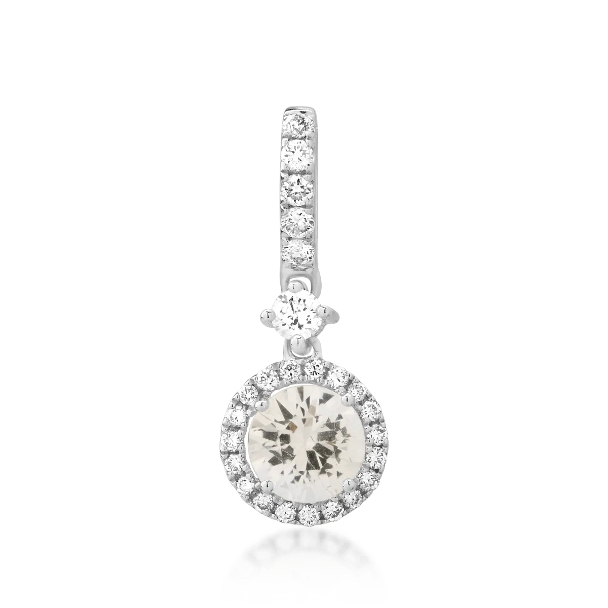 Pandantiv din aur alb cu safir galben de 0.72ct si diamante de 0.23ct