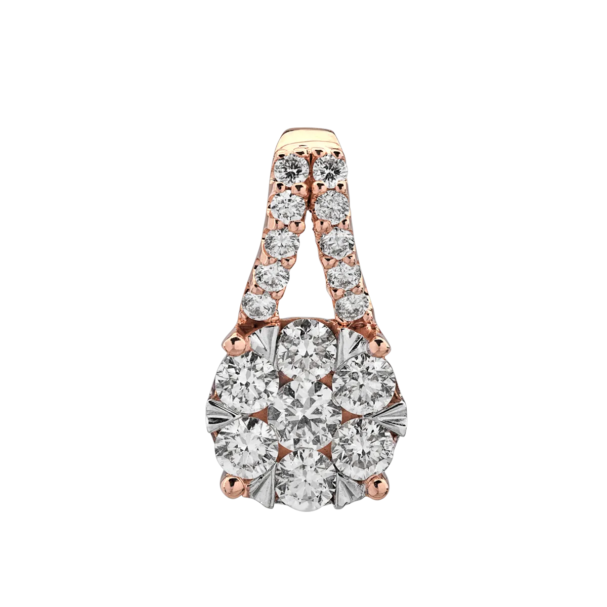 Pandantiv din aur alb-roz cu diamante de 0.75ct