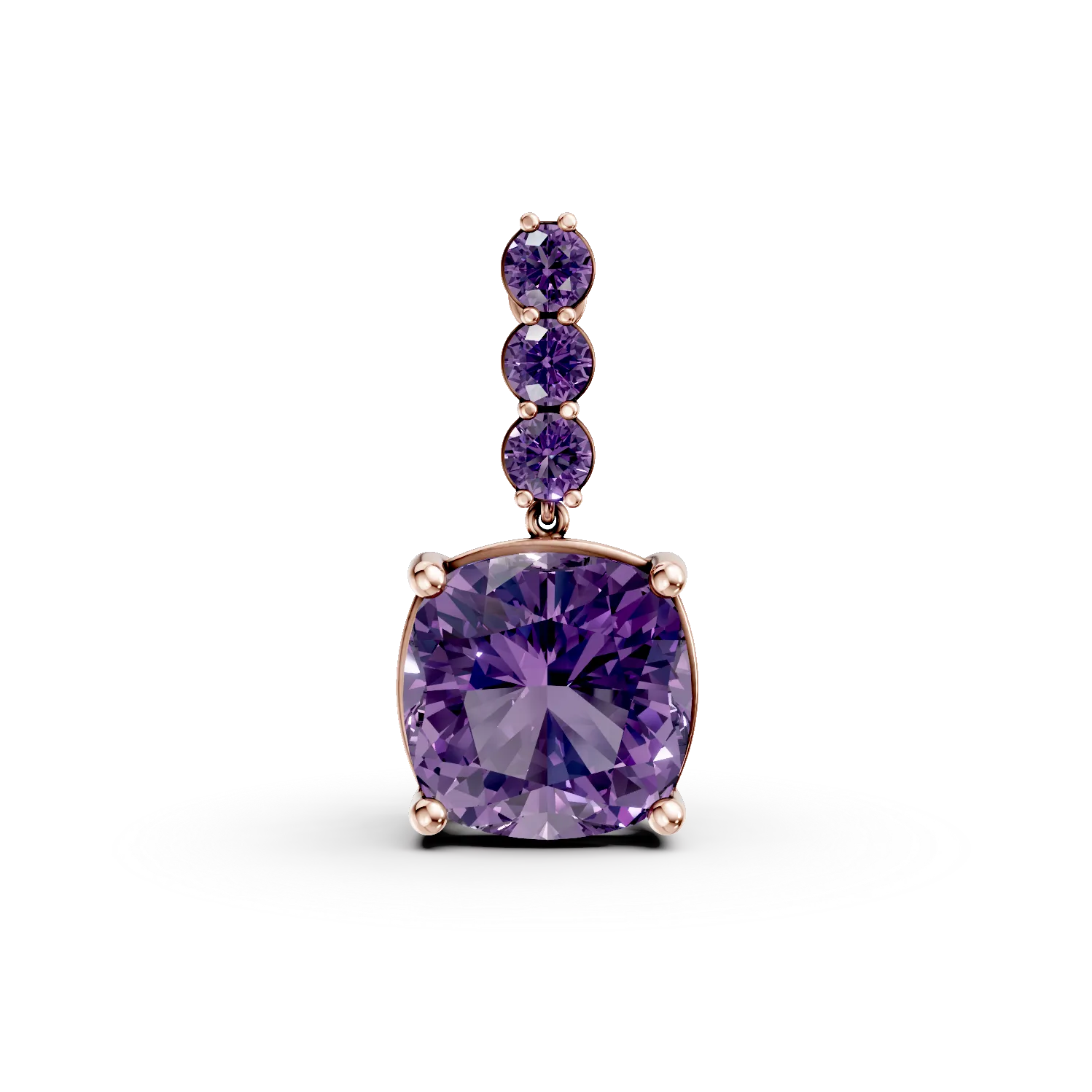 Pandantiv din aur roz cu ametiste cushion si rotunde de 5.2ct