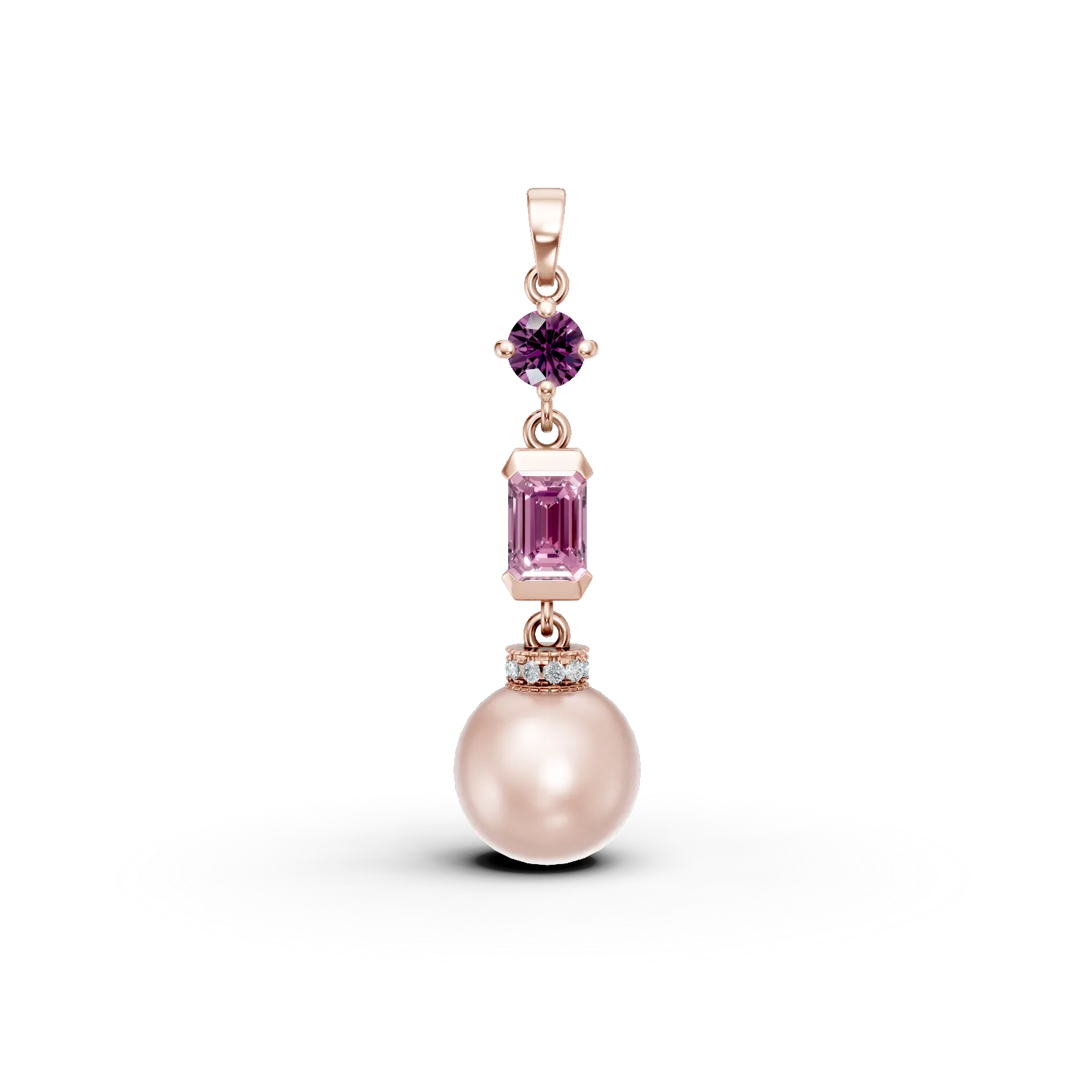 Pandantiv din aur roz cu pietre pretioase si semipretioase de 8.2ct