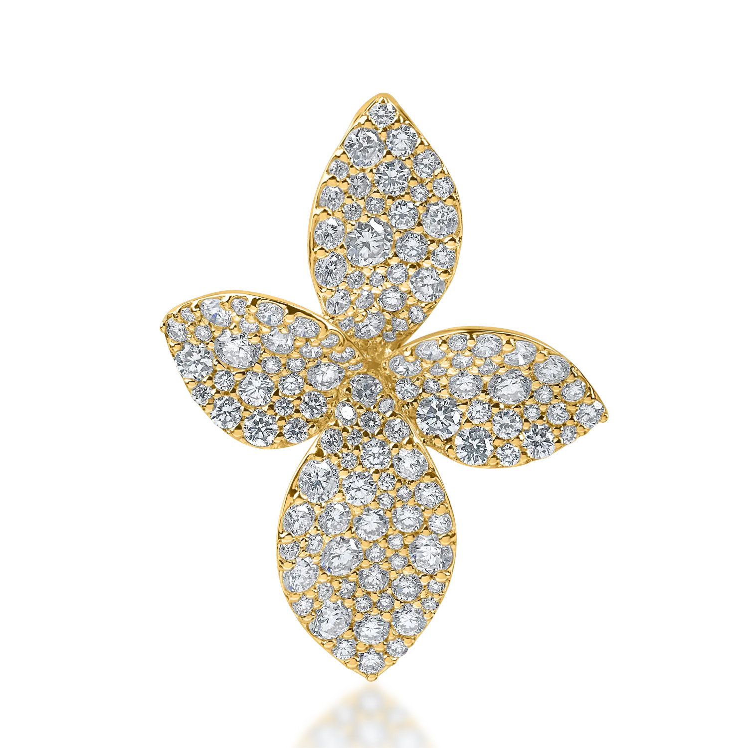 Pandantiv floral din aur galben cu diamante de 1.9ct