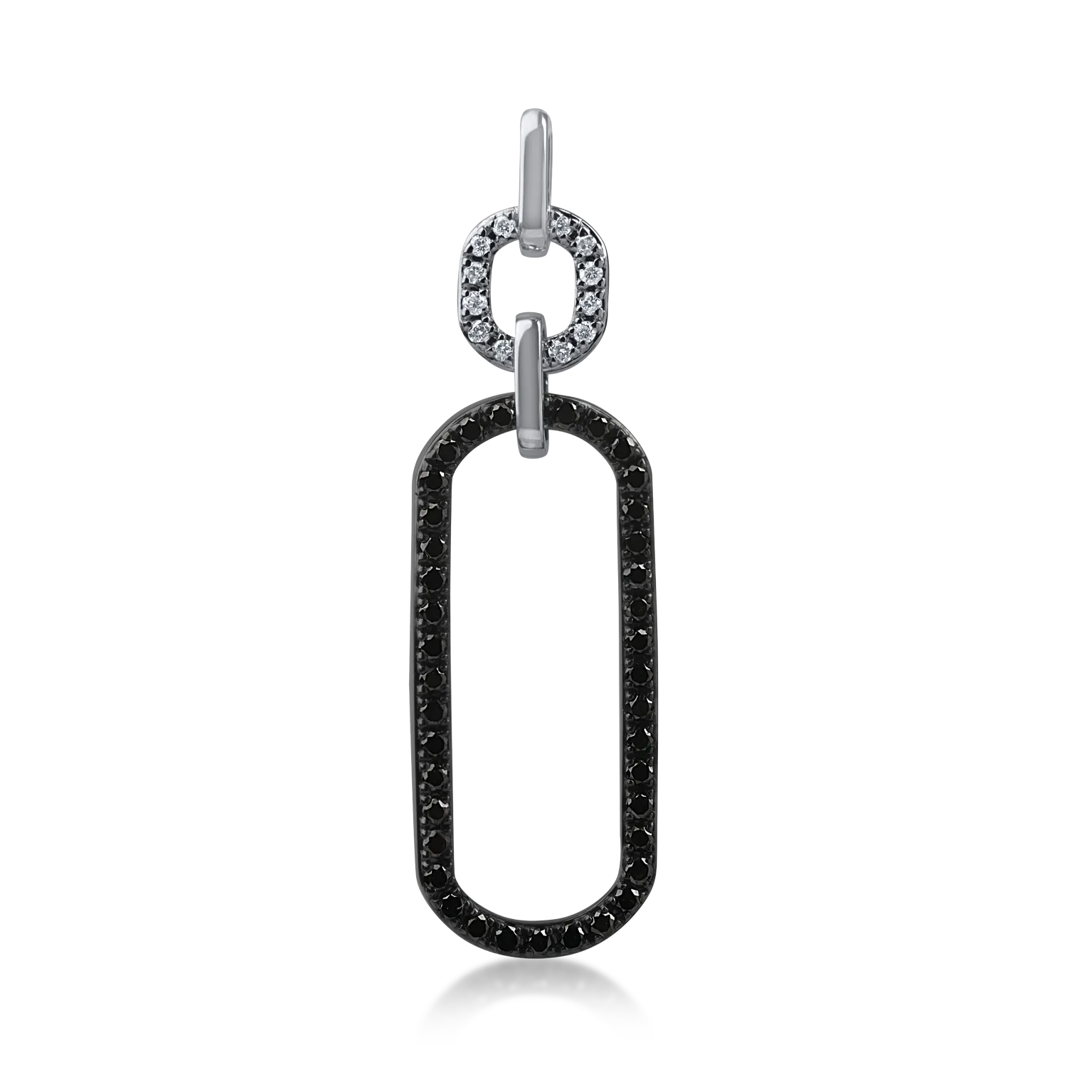Pandantiv geometric din aur alb negru cu diamante negre de 0.3ct si diamante incolore de 0.05ct