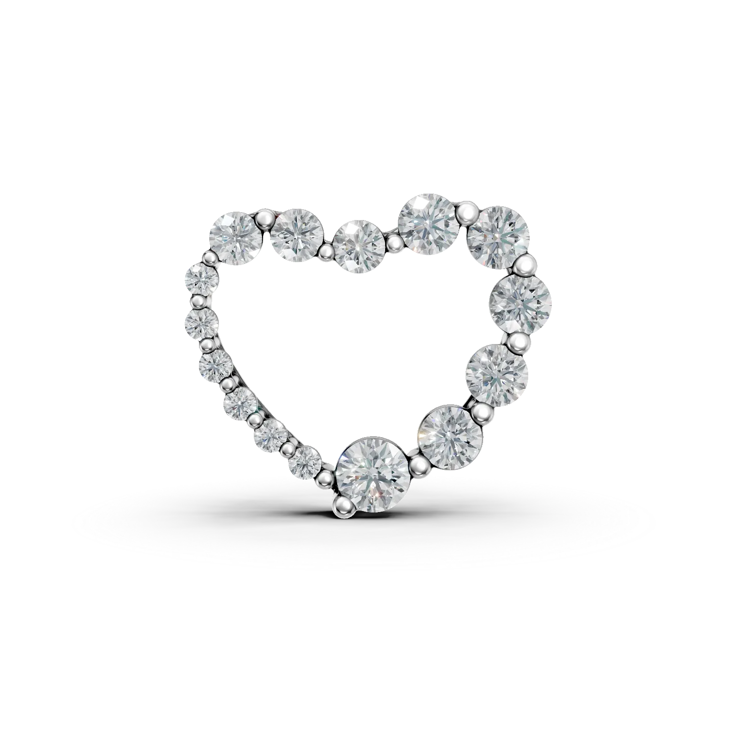 Pandantiv inima din aur alb cu diamante de 0.87ct