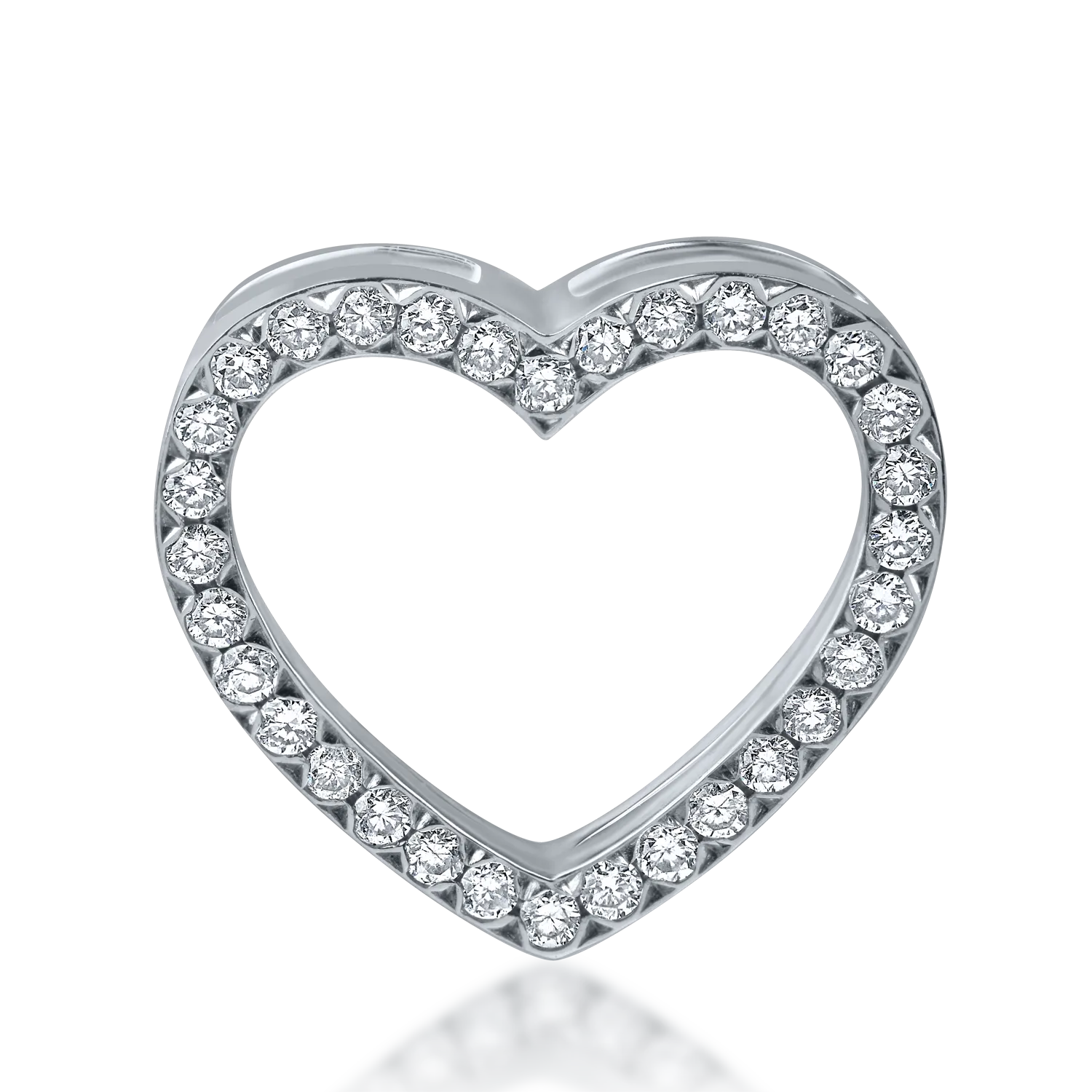 Pandantiv inima din aur alb cu diamante de 0.16ct